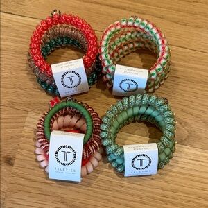 NWT -Teleties Hair Ties 4 Sets Holiday- Red and Green